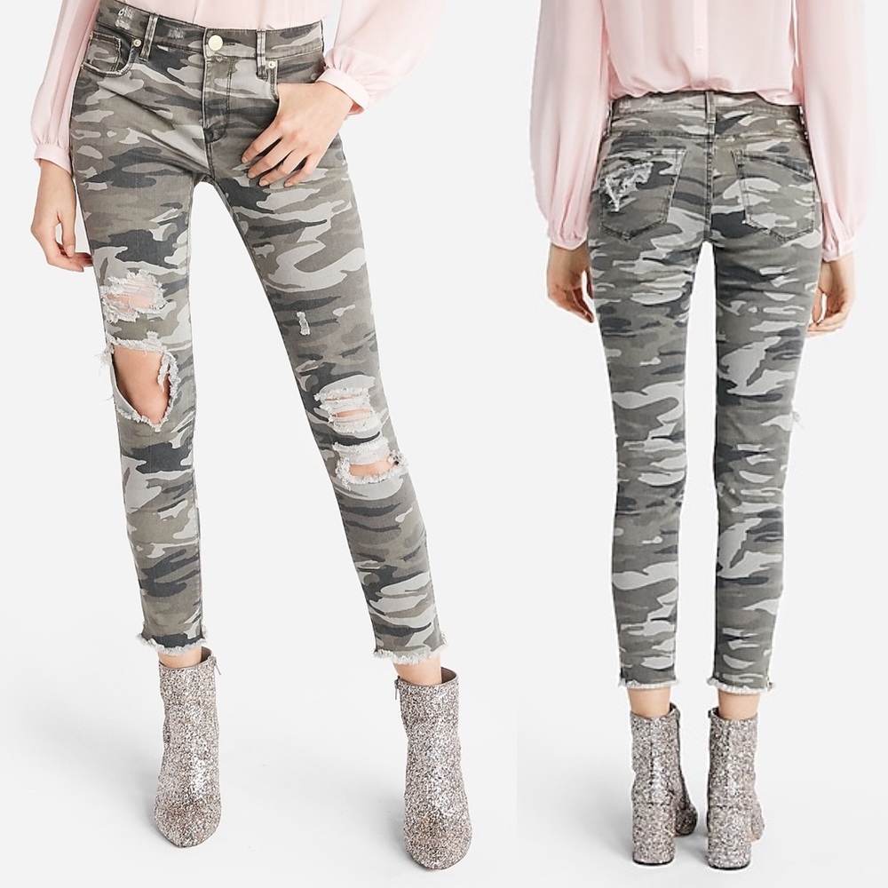 NWT Express Destroyed Camo Ankle Pants